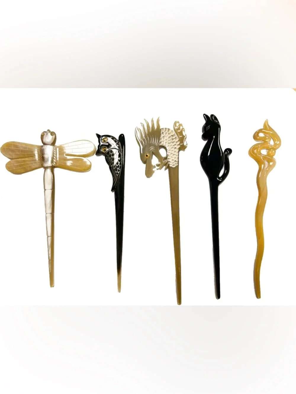 Handmade Buffalo Horn Hair Fork, Chopstick Hair Pins for Long Hair, Anti-Static